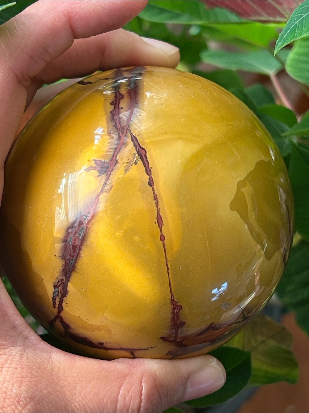 💎 90mm Polished Yellow Mookaite Jasper Sphere Decorative Home Art - Picture 7 of 9